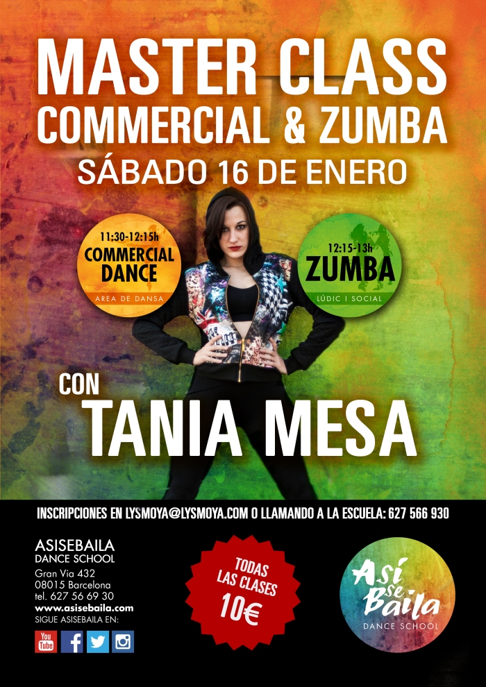 Master Class de Commercial Dance & Zumba con tania Mesa